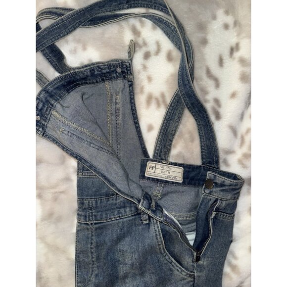 Free People Denim Overalls Women Size 25 Blue Cotton Blend Stretch Straight Leg - Picture 5 of 14